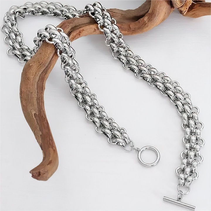 Női nyaklánc IZMAEL, ezüstszínű, 42cm, 13mm