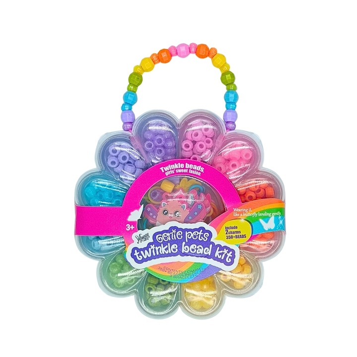 Set creativ margele copii, Genie Pets, Bufnita roz & Unicorn, 350+ piese, multicolor