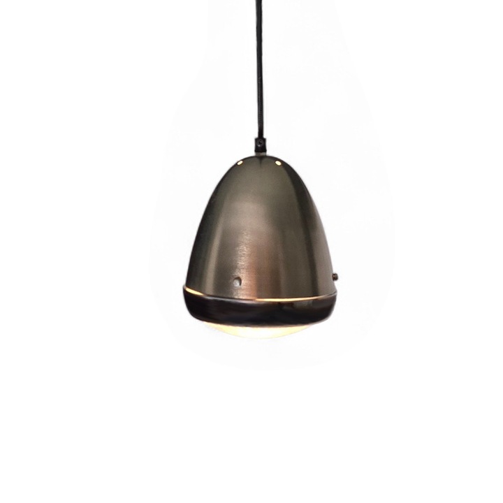 Lustra industriala tip pendul, PTMD Collection sub foma unui far de motocicleta vintage, metal si sticla, crom, 1xE14, 25W, Inaltime 16-160 cm, IP20