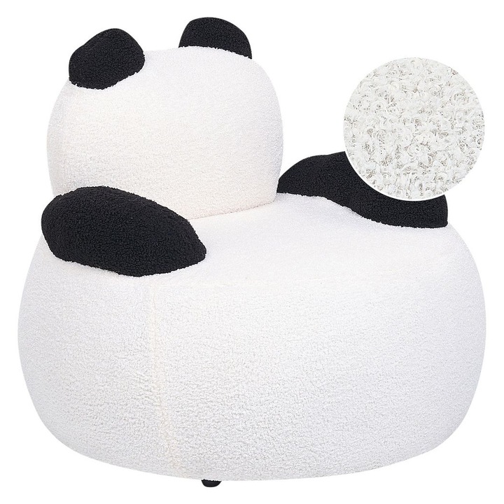 Scaun pentru copii din bouclé alb-negru VIBY