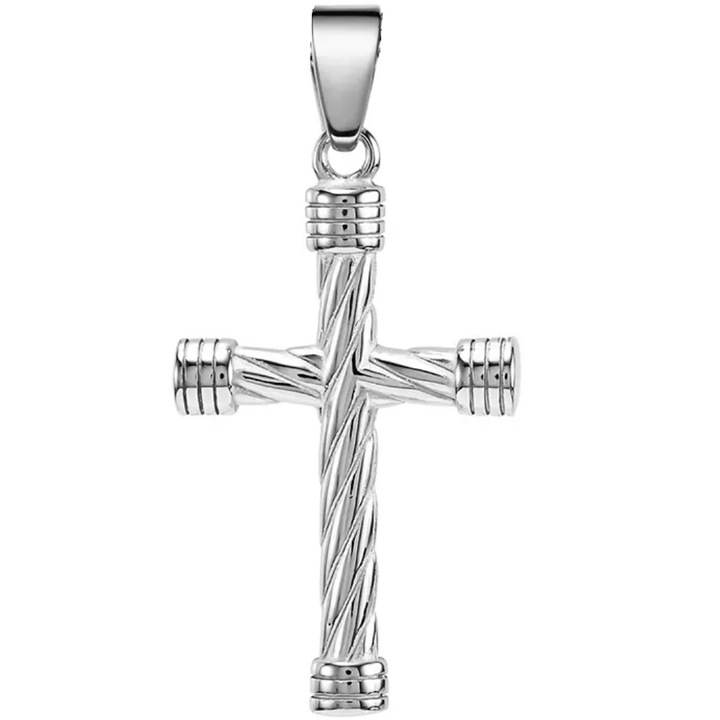 Colier cu pandantiv cruce IZMAEL, argintiu, 4, 9x2, 8cm