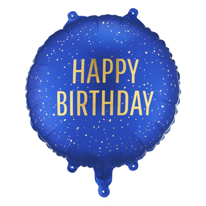 Balon folie Happy Birthday, 35cm, bleumarin