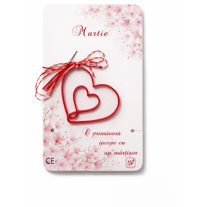 Set 5 martisoare inima rosie