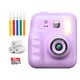 Детски фотоапарат/видеокамера с моментален печат, 2.4 инчов екран, 32 GB TF карта, USB зареждане, 5 включени маркера, 3 ролки хартия за моментален печат за детски фотоапарати