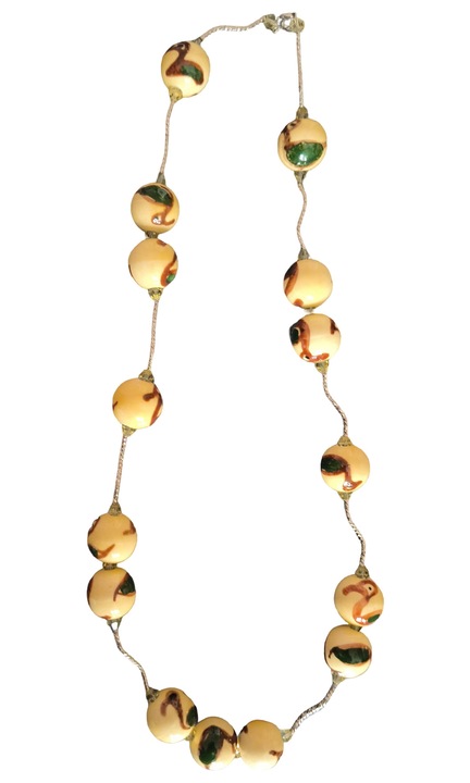 Colier 10113 din margele de ceramica, galben