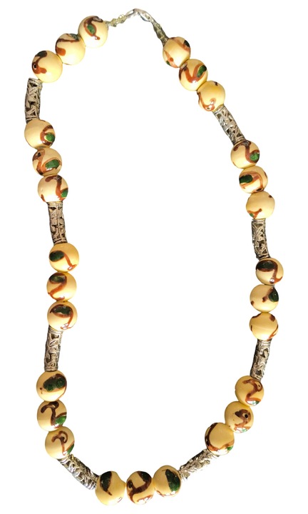 Colier 10114 din margele de ceramica, galben