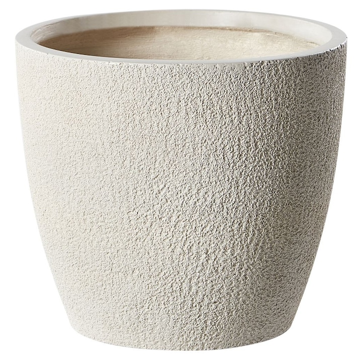 Ghiveci pentru flori Beliani 36x36x32cm alb murdar, material fibra de argila, cu orificiu de drenaj