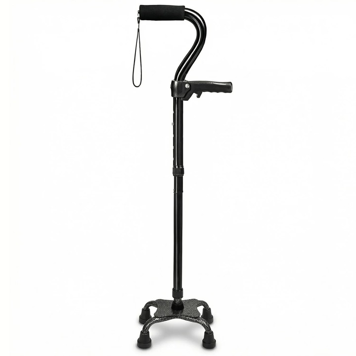 Ортопедичен бастун Elindor® Сгъваем, Лек и Регулируем, Подходящ за Двете Ръце, от Издръжлив Алуминий, Осигурява Стабилност и Подкрепа до 136 кг, Сгъваема Патерица за Възрастни и Възстановяване, Черен