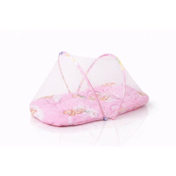 Patut pliabil portabil pentru bebelusi cu plasa anti-insecte, tip cort, usor de transportat, pentru somn linistit