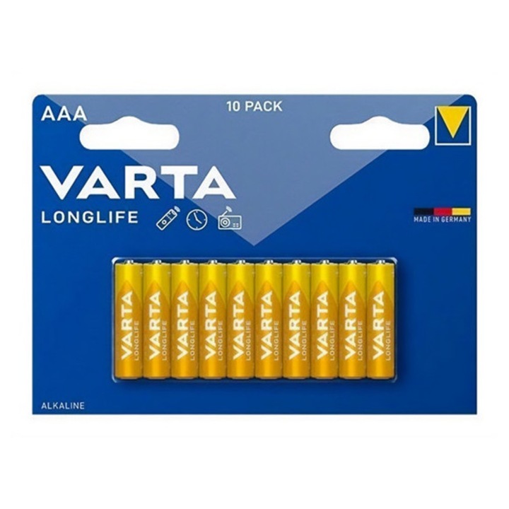 Varta longlife tartós elem, aaa, lr03, 1.5v, alkáli, 10db/csomag