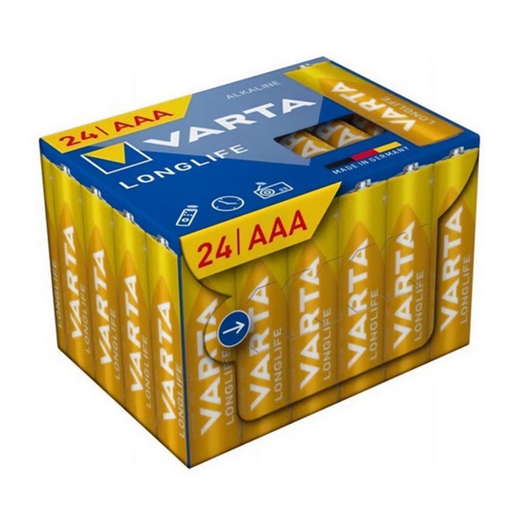 Varta longlife power cube tartós elem, aaa, lr03, 1.5v, alkáli, 24db/csomag