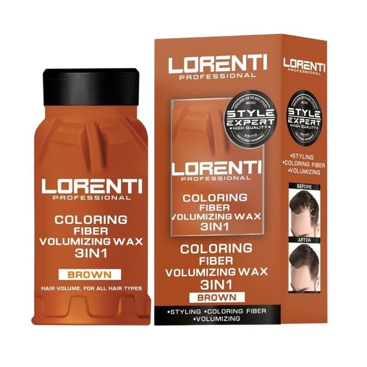 Pudra fibre pentru păr rar Lorenti, 30g, șaten, unisex, tip păr subțire