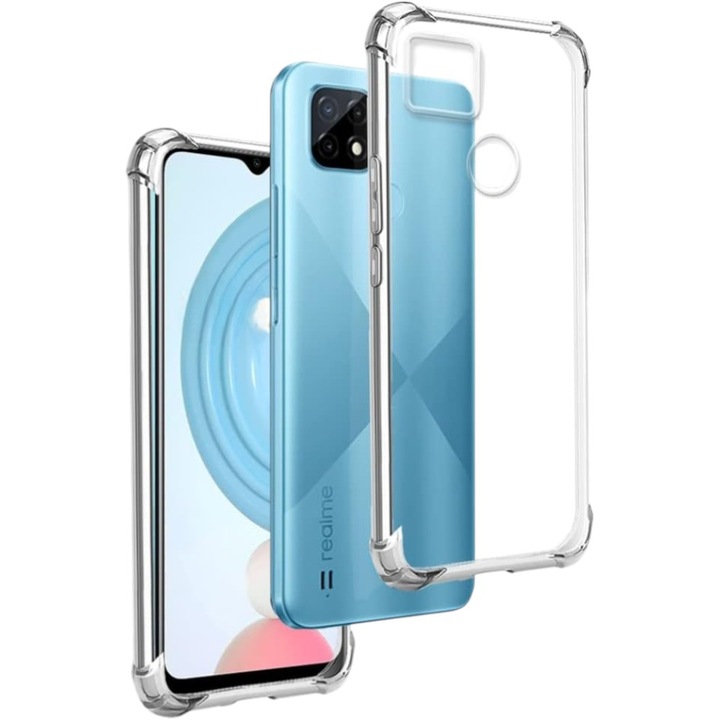 Husa Antisock, Realme C21-hez, sárgulásgátló, megerősített sarkok, Ultra Slim High Tech szilikon, átlátszó
