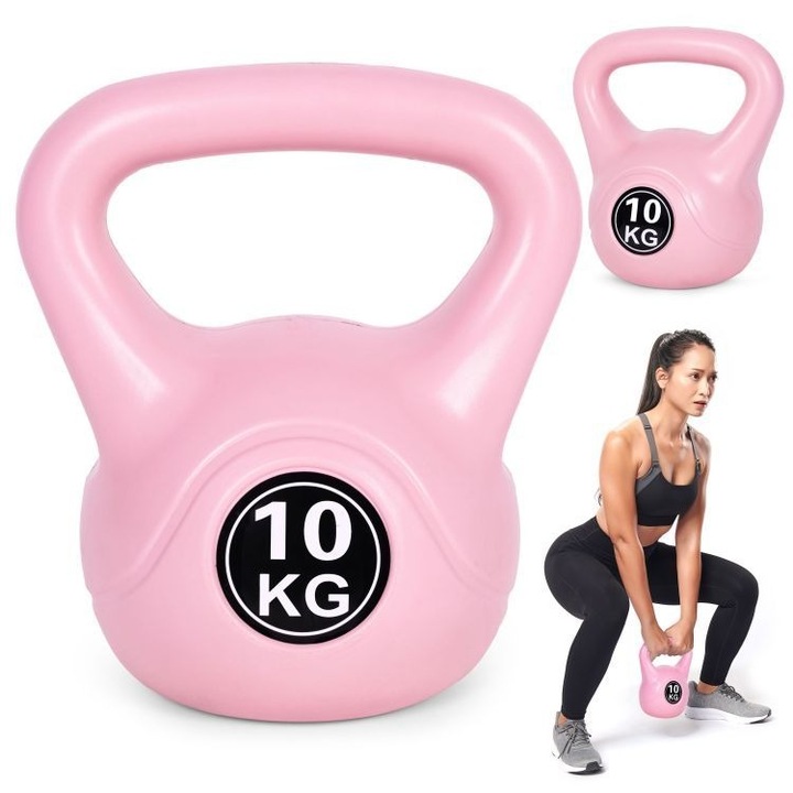 Greutate Kettlebell 10 kg, Culoare Roz