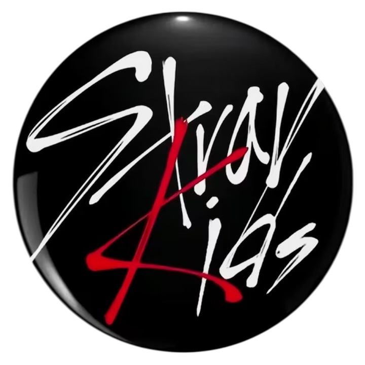 Insignă Stray Kids, negru, 4.4x4.4 cm