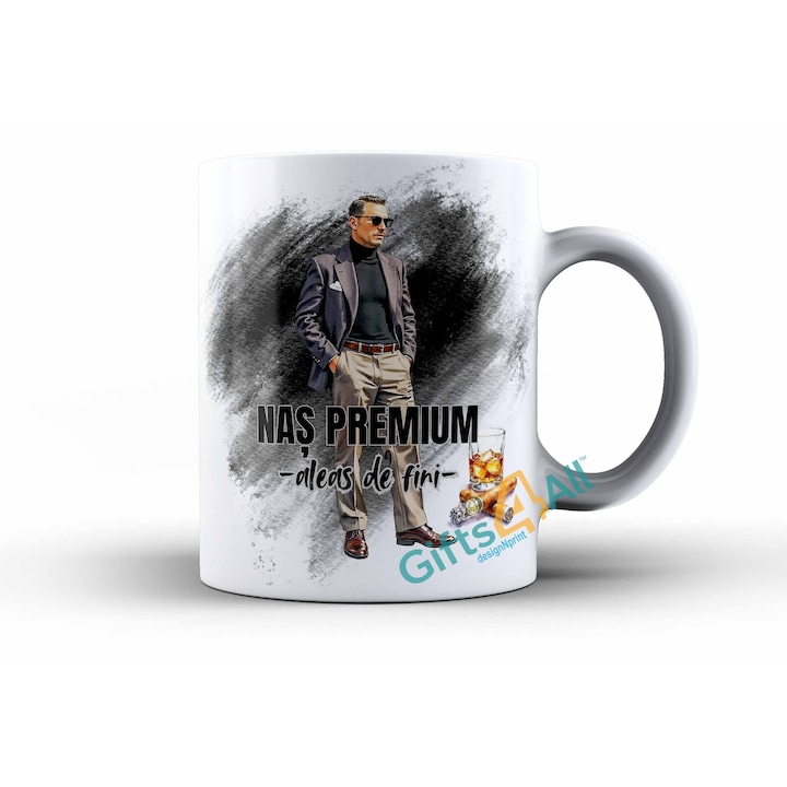 Cana Nas – cadou pentru Nas din partea finilor, cana nunta/botez, ceramica 330 ml