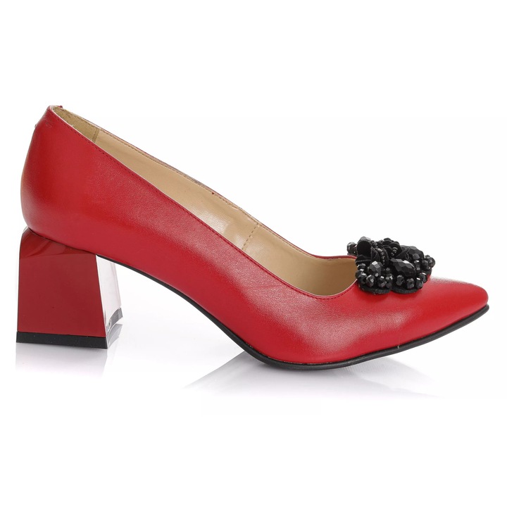 Pantofi dama din piele naturala - ROSU BOX - A60 RB, Rosu