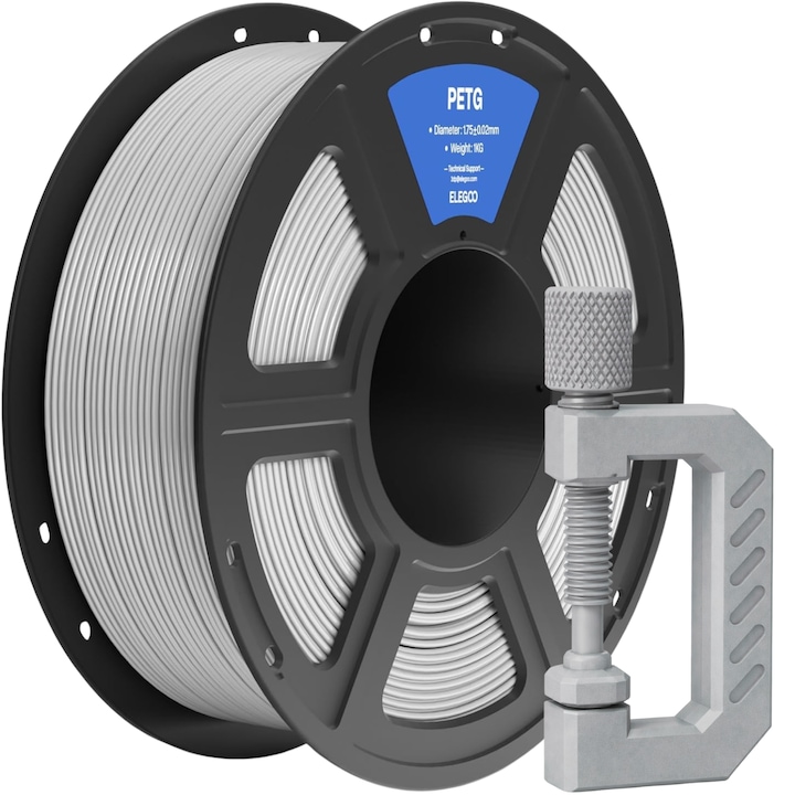 Filament, Elegoo PETG, 1kg, Szürke, 3D nyomtatóhoz