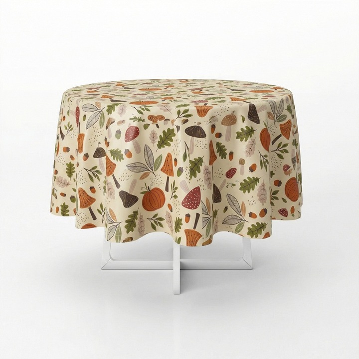 Fata de masa musama rotunda, ciuperci, 140cm, multicolor, PVC, Dolce Vita