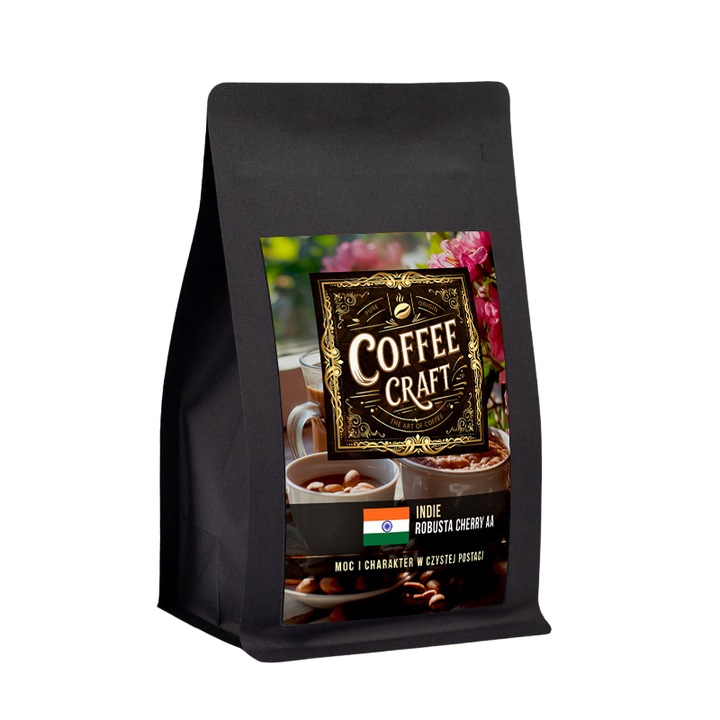 Cafea boabe, Robusta India Cherry AA, 250g, 100% Robusta, intensitate mare, foarte scazuta aciditate