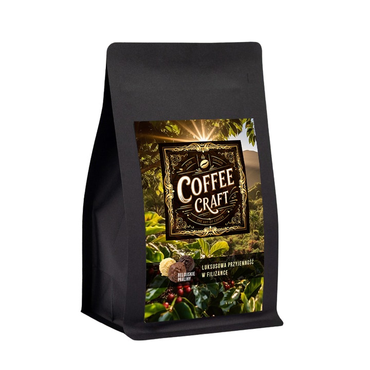Cafea boabe Coffee Craft Belgijskie Praliny, 250g, arome de praline si ciocolata, caracter luxos, desertos