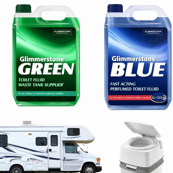 Set Solutie pentru toalete Turistice/Autorulote/Camping/toaleta portabila-2x5 litri-250 folosiri-este o solutie concentrata-sustine descompunerea fecalelor si a hartiei igienice, previne acumularea de gaze si faciliteaza golirea rezervorului