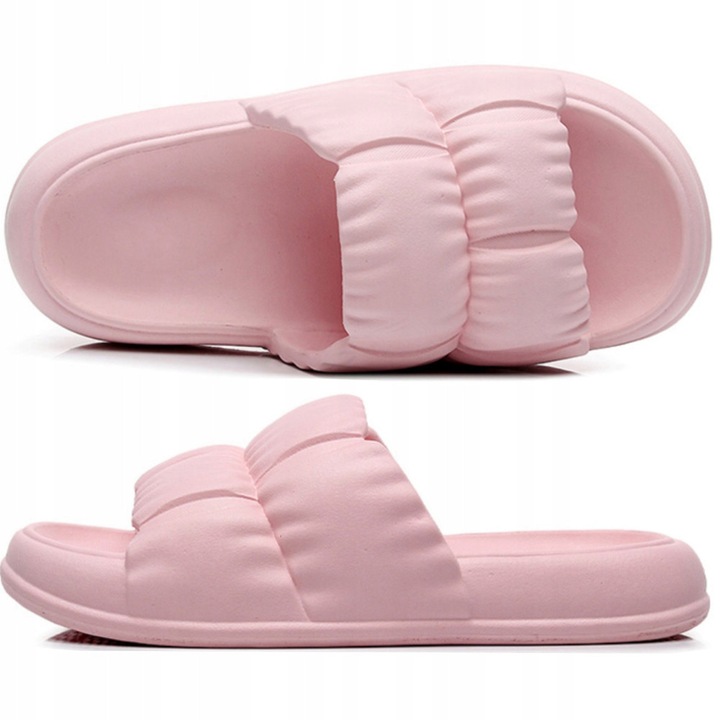 Slapi, SNM, 38-39, roz, talpa groasa, 3cm, material EVA, antiderapanti, ultrausori, confort zilnic, piscina, relaxare picioare