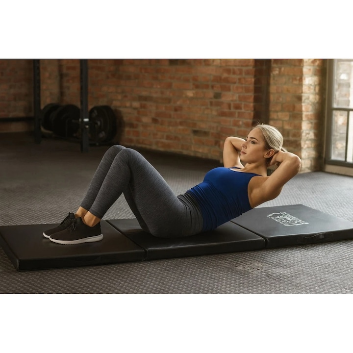 Saltea De Gimnastica Pliabila, Culoare Negru, Dimensiune 182 x 60 x 5 cm