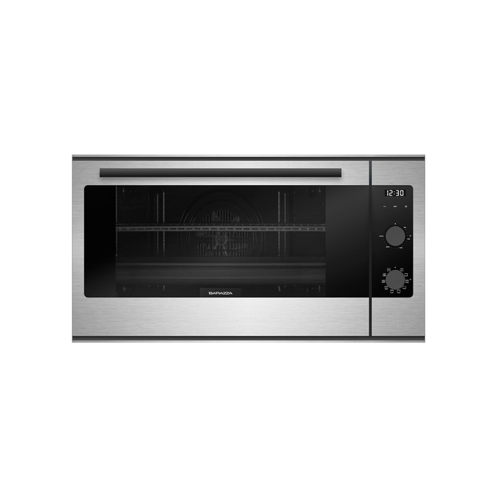 Cuptor electric incorporabil Barazza, colectie City Steel, 90 cm, 89 litri, finisaje de lux, clasa A, premium, 9 functii manuale, panou de control tactil si comutatoare rotative, functie convectie, usa triplustratificata, curatare facila, inox