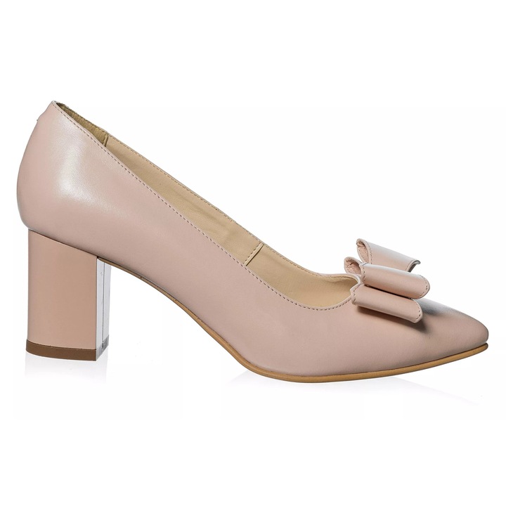 Pantofi dama din piele naturala -NUDE BOX CU FUNDA NUDE- A20 N, Nude