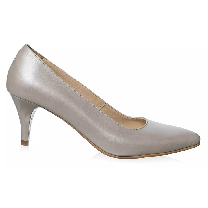 Pantofi dama din piele naturala -BEJ SIDEF -A19 B S, Bej sidef