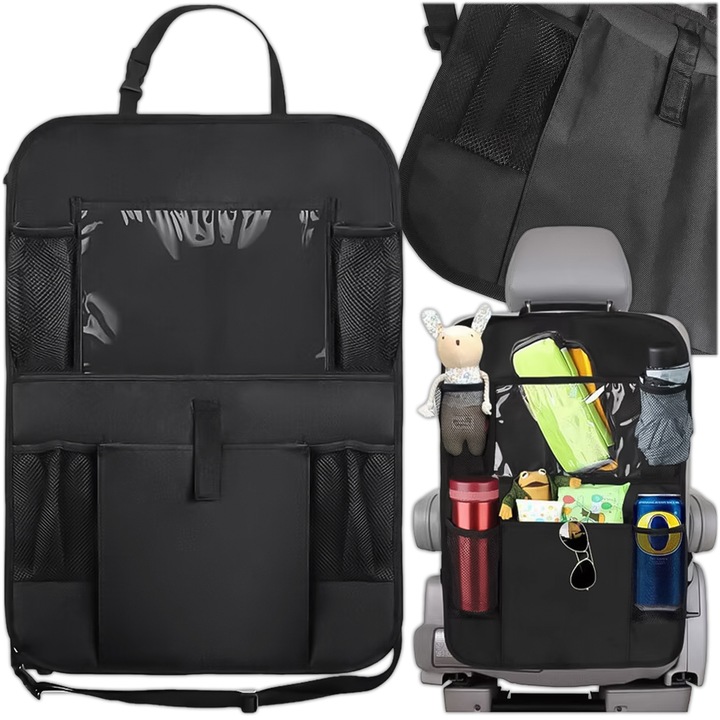 KRUMAD Autós rendszerező gyerekeknek – ülésvédő, több zseb és tablettartó – rendet tart az autóban