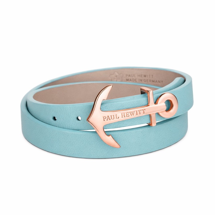 Bratara dama, PAUL HEWITT, PH-WB-R-23M, 42,5cm, design ancora, piele albastra deschis