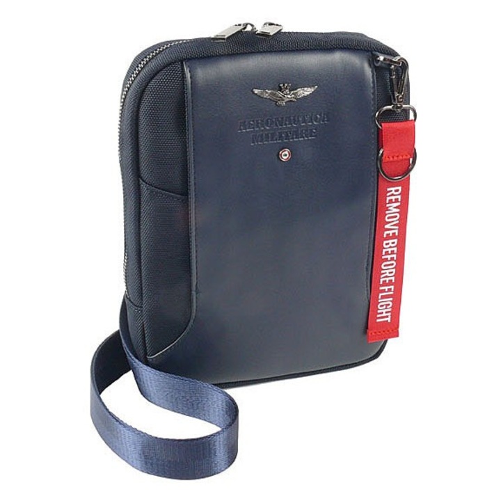 Geanta crossbody Aeronautica Militare Bolt, ecologica, neagra, 19x25x4.5cm