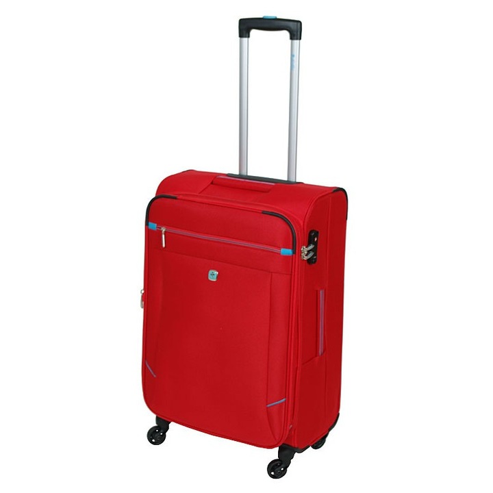 Troler Dielle 300, mediu, rosu, 67x43x28+4cm, 73 litri, 4 roti, sistem de extindere