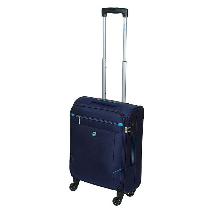 Troler Dielle 300, cabina, 4 roti, 55x39x20cm, 32 litri, albastru