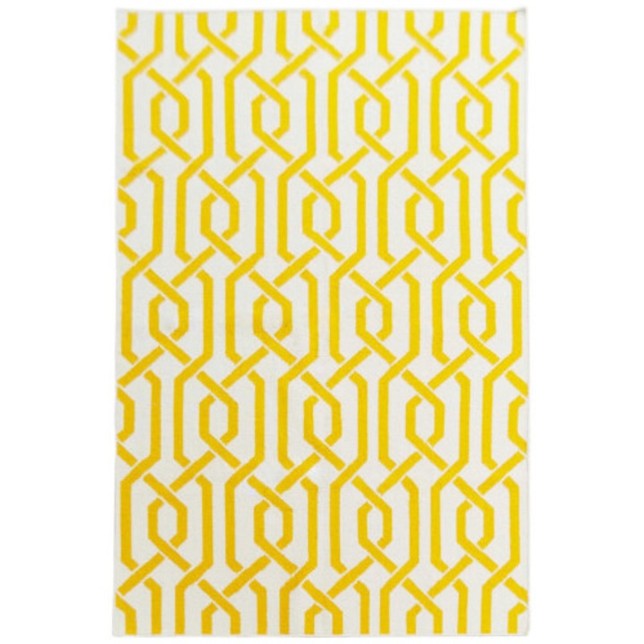 Bakero szőnyeg, Camila, geometrikus mintázat, gyapjú, sárga, 120x180cm