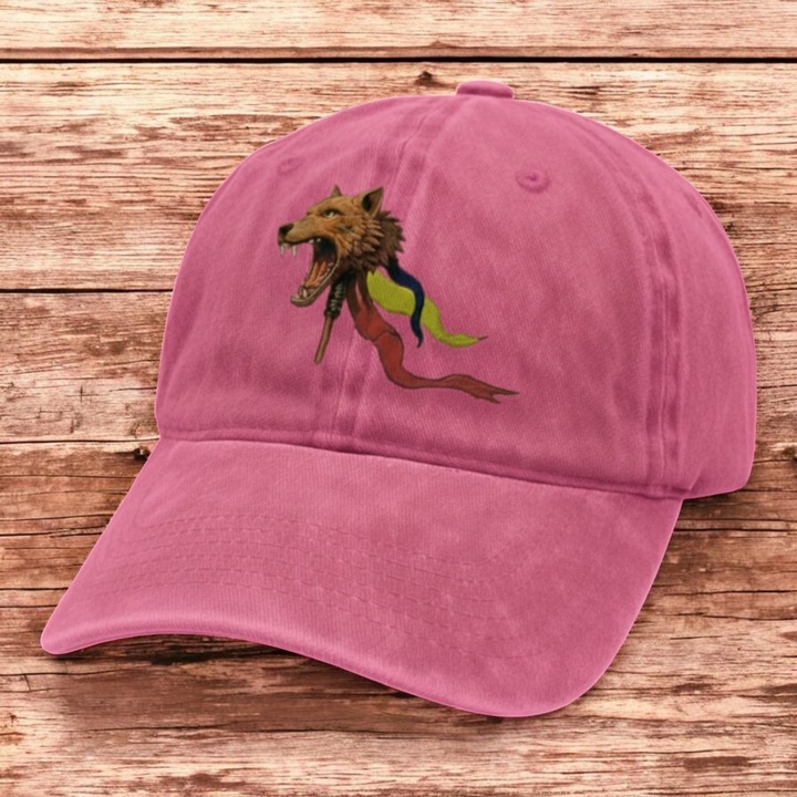 Sapca Barbateasca cu Simbol Dacic, Roz Degrade, Washed Look, 100% Bumbac, Reglabila, VisionXXI