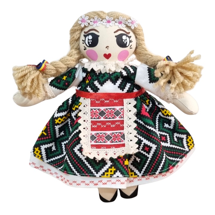 Papusa handmade traditionala romaneasca Romancuta 22 cm, tarancuta, artizanat folcloric, bruneta, suvenir, RO5_100