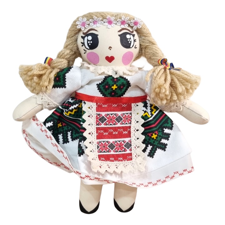 Papusa handmade traditionala romaneasca Romancuta 22 cm, tarancuta, artizanat folcloric, bruneta, suvenir, RO5_99