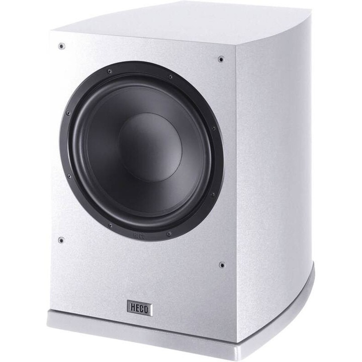 Subwoofer activ Heco Victa Elite Sub 252 A, 100 W, 22-150 Hz, alb, 33,4x41x45,8cm
