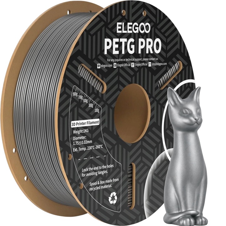 Филамент Elegoo PETG Pro, 1 кг, сребрист, за 3D принтер