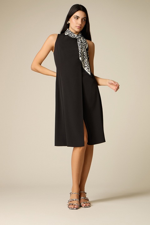 Oltre, Rochie midi cu model petrecut, Negru