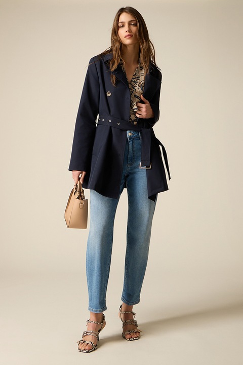 Oltre, Blugi boyfriend fit cu aspect decolorat, Albastru deschis