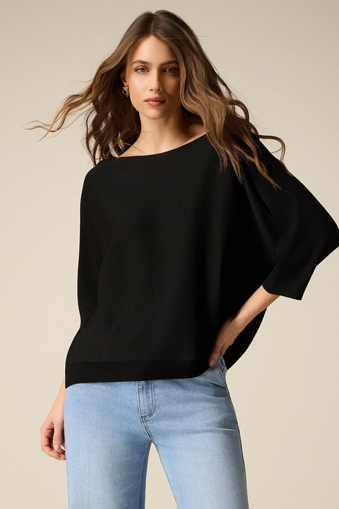 Oltre, Pulover supradimensionat cu maneci 3/4, Negru