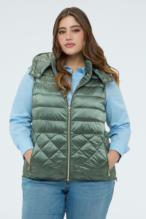 Fiorella Rubino, Vesta matlasata cu guler cu capse, Verde deschis, L