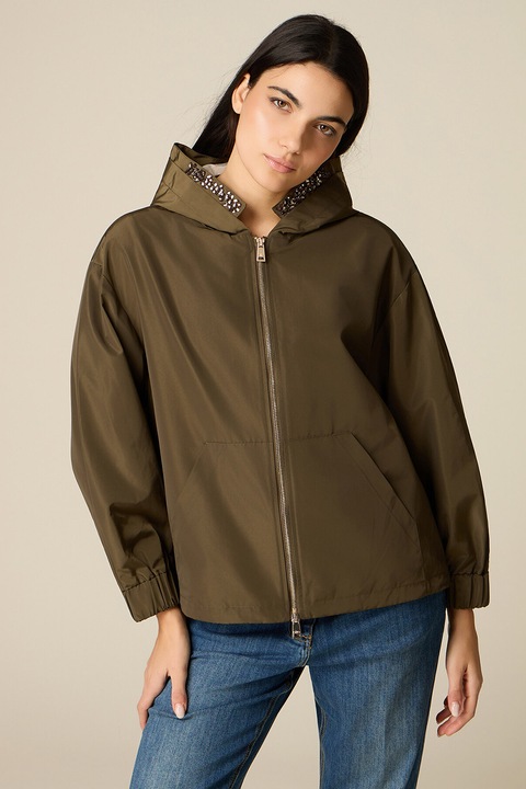 Oltre, Jacheta usoara cu gluga si apliacatii de strasuri, Maro