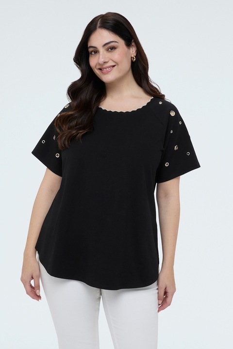 Fiorella Rubino, Tricou cu decupaje pe maneca, Negru, M