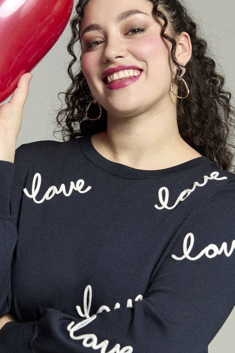 Fiorella Rubino, Pulover cu model text, Bleumarin