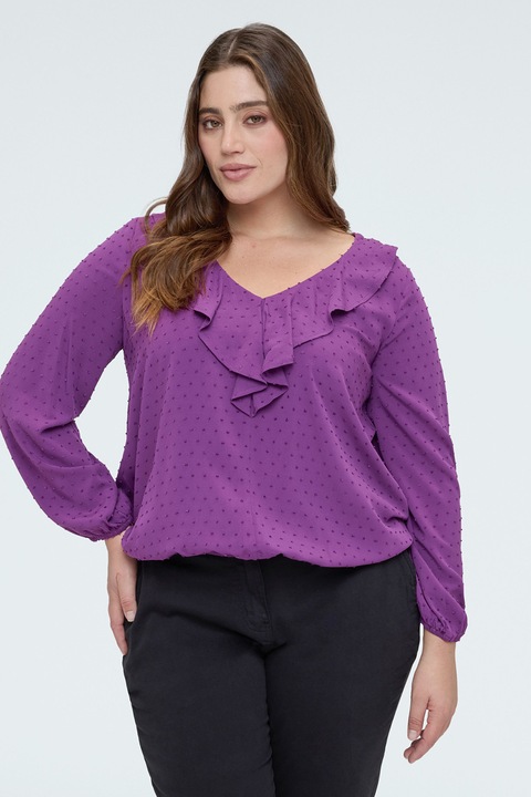 Fiorella Rubino, Bluza cu decolteu in V si volane, Violet
